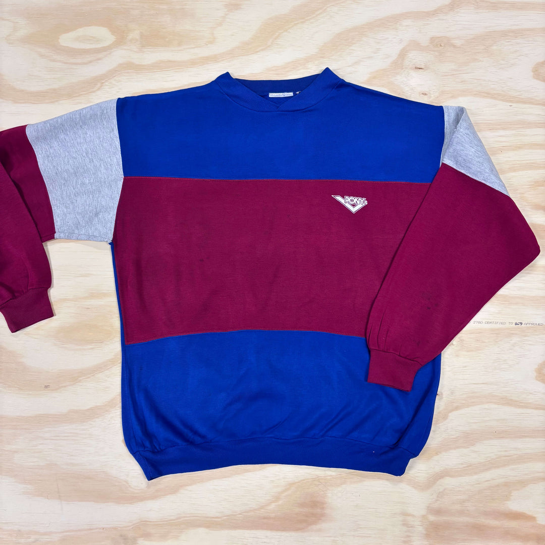 VINTAGE PONY TRI COLOUR PANEL CREW NECK EXTRA LARGE